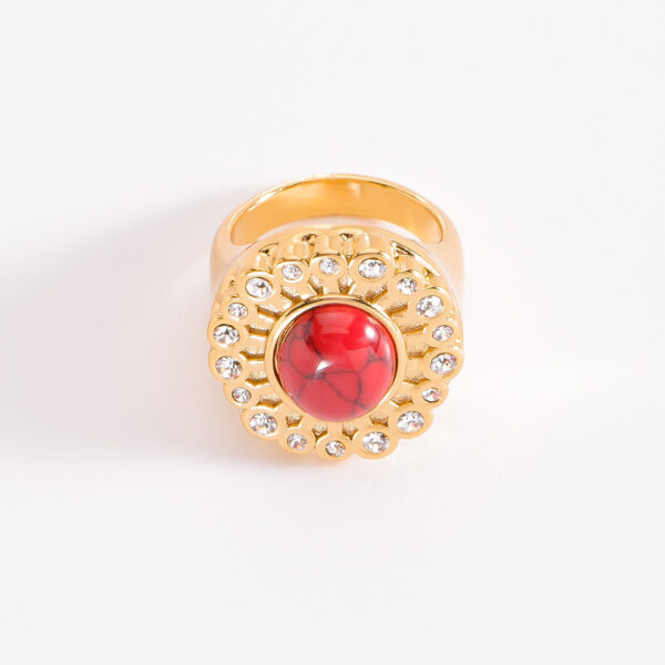 Anillo Baño Oro 18k Piedra Roja